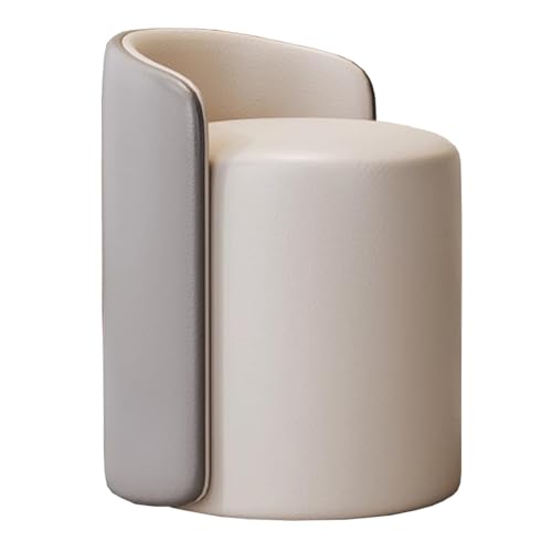 GIZNXBA Pouf Hocker Rund Sitzhocker Drehbarer Kosmetikstuhl Moderner Runder Ottoman-Hocker Pouf Mit Leder Polsterhocker Ottoman-Fußstütze Mit Drehbarer Basis(Light Gray) von GIZNXBA
