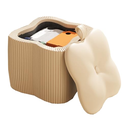 GIZNXBA Quadratischer Sitzhocker Mit Stauraum Ottomane Mit Stauraum Für Das Wohnzimmer Moderner Kleiner Fußhocker Aus Leder Für Den Eingangsbereich, Das Schlafzimmer Oder Das Sofa(Khaki) von GIZNXBA