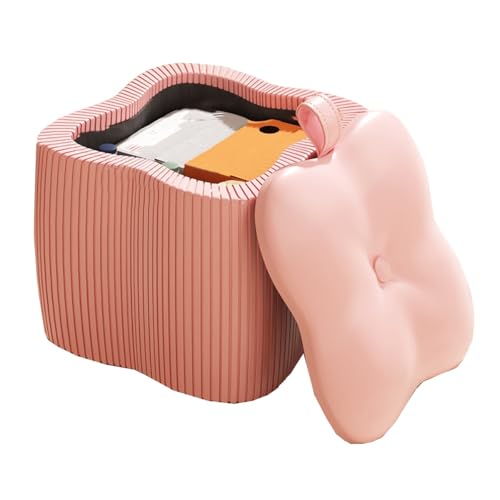 GIZNXBA Quadratischer Sitzhocker Mit Stauraum Ottomane Mit Stauraum Für Das Wohnzimmer Moderner Kleiner Fußhocker Aus Leder Für Den Eingangsbereich, Das Schlafzimmer Oder Das Sofa(Roze) von GIZNXBA