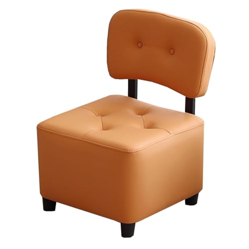 GIZNXBA Rechteckige Ottomane-Bank Für Das Wohnzimmer Gepolsterte Sitzhocker Mit Rückenlehne Leder-Fußhocker Für Das Schlafzimmer Fußstütze Für Die Couch Kleine Schuhbank(Orange) von GIZNXBA
