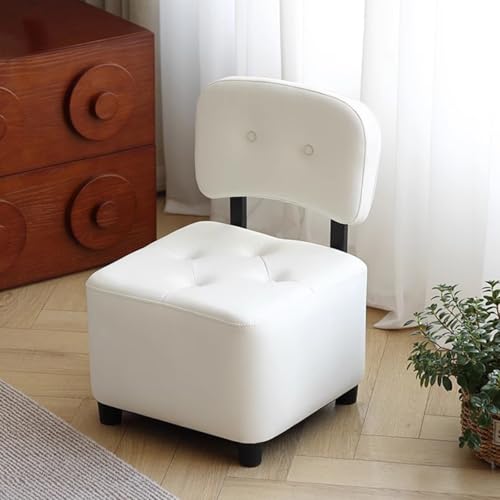 GIZNXBA Rechteckige Ottomane-Bank Für Das Wohnzimmer Gepolsterte Sitzhocker Mit Rückenlehne Leder-Fußhocker Für Das Schlafzimmer Fußstütze Für Die Couch Kleine Schuhbank(White) von GIZNXBA