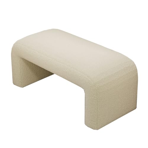 GIZNXBA Rechteckige Ottomane-Bank In Beige Fußhocker-Ottomane Moderne Bettbank Gepolsterte Fußstütze Für Sofa Fußhocker Für Wohnzimmer, Schlafzimmer(Beige,60cm) von GIZNXBA
