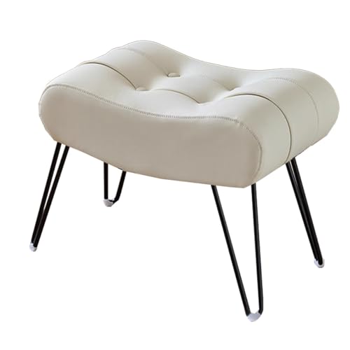 GIZNXBA Rechteckige Ottomane-Fußstütze Leder-Schminktisch-Schuhhocker Weiche Sitzbank Für Den Eingangsbereich Pouf Hocker Für Das Wohnzimmer Mit Metallbeinen Für Das Schlafzimmer(Beige,37cm) von GIZNXBA