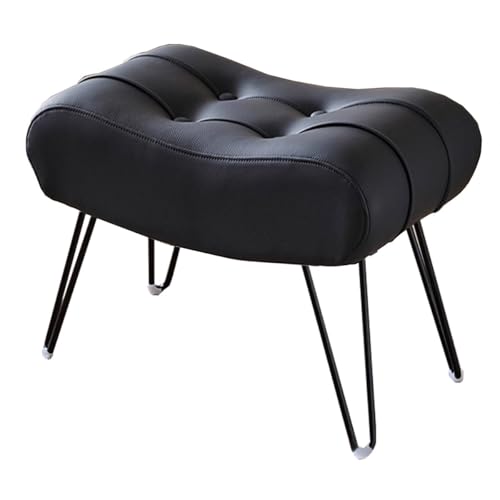 GIZNXBA Rechteckige Ottomane-Fußstütze Leder-Schminktisch-Schuhhocker Weiche Sitzbank Für Den Eingangsbereich Pouf Hocker Für Das Wohnzimmer Mit Metallbeinen Für Das Schlafzimmer(Black,42cm) von GIZNXBA