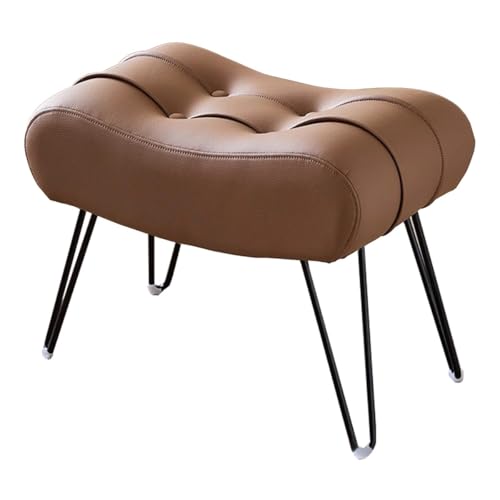 GIZNXBA Rechteckige Ottomane-Fußstütze Leder-Schminktisch-Schuhhocker Weiche Sitzbank Für Den Eingangsbereich Pouf Hocker Für Das Wohnzimmer Mit Metallbeinen Für Das Schlafzimmer(Bruin,37cm) von GIZNXBA