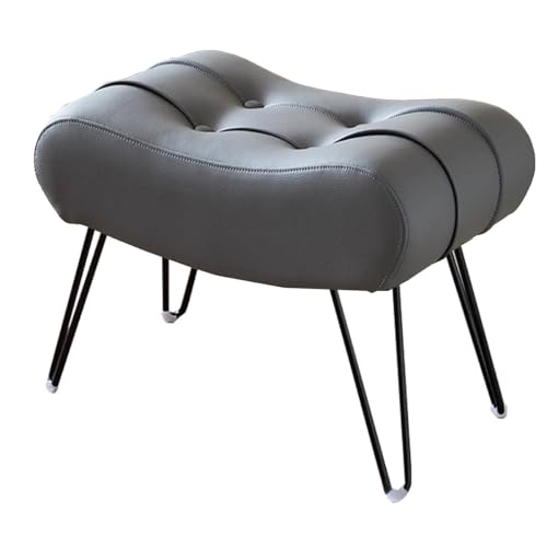 GIZNXBA Rechteckige Ottomane-Fußstütze Leder-Schminktisch-Schuhhocker Weiche Sitzbank Für Den Eingangsbereich Pouf Hocker Für Das Wohnzimmer Mit Metallbeinen Für Das Schlafzimmer(Dark Gray,37cm) von GIZNXBA