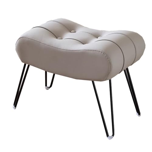 GIZNXBA Rechteckige Ottomane-Fußstütze Leder-Schminktisch-Schuhhocker Weiche Sitzbank Für Den Eingangsbereich Pouf Hocker Für Das Wohnzimmer Mit Metallbeinen Für Das Schlafzimmer(Light Gray,37cm) von GIZNXBA