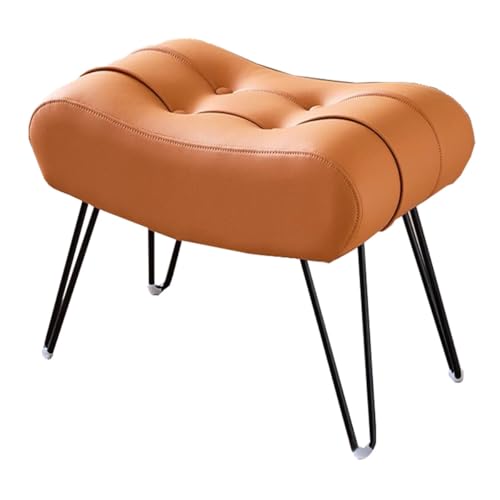 GIZNXBA Rechteckige Ottomane-Fußstütze Leder-Schminktisch-Schuhhocker Weiche Sitzbank Für Den Eingangsbereich Pouf Hocker Für Das Wohnzimmer Mit Metallbeinen Für Das Schlafzimmer(Orange,42cm) von GIZNXBA