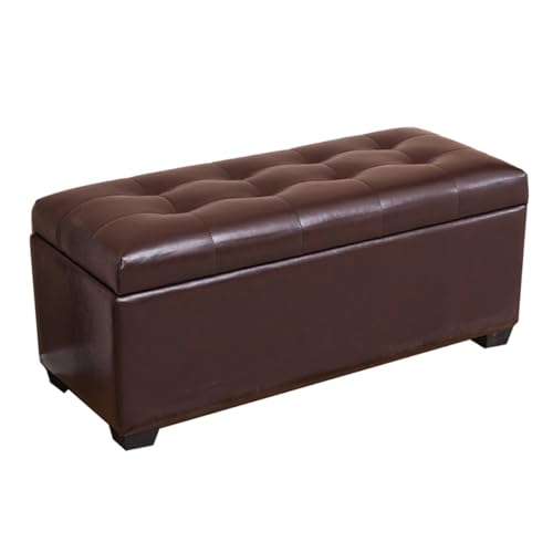 GIZNXBA Rechteckige Ottomane Mit Stauraum Für Das Schlafzimmer Bettbank Lederfußstütze Mit Beinen Für Den Eingangsbereich Gepolsterter Pouf-Ottomane-Fußhocker Mit Stauraum(Brown A,80CM) von GIZNXBA