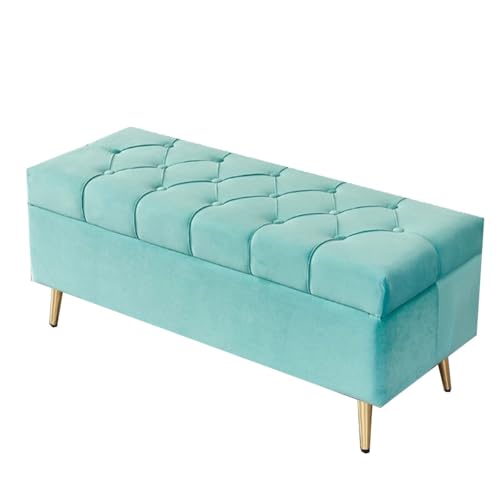 GIZNXBA Rechteckige Ottomane Mit Stauraum Samt Gepolsterter Fußhocker Für Das Wohnzimmer Ottomane Mit Stauraum Und Metallbeinen Bettbank Für Das Schlafzimmer(Green A,80cm) von GIZNXBA