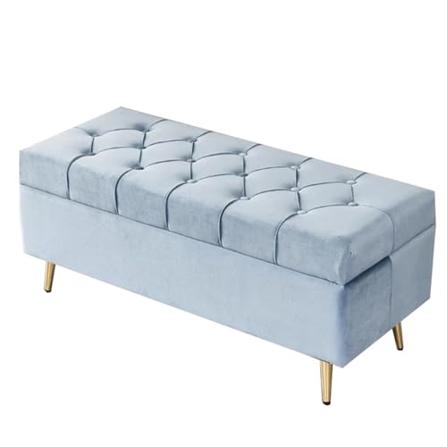 GIZNXBA Rechteckige Ottomane Mit Stauraum Samt Gepolsterter Fußhocker Für Das Wohnzimmer Ottomane Mit Stauraum Und Metallbeinen Bettbank Für Das Schlafzimmer(Style 1,40cm) von GIZNXBA