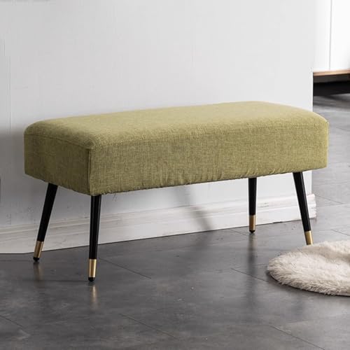 GIZNXBA Rechteckige Sitzhocker Für Das Wohnzimmer Gepolsterte Kleiner Fußhocker Pouf Hocker Für Die Couch Mit Metallbeinen Schuhbank Für Das Schlafzimmer Oder Den Eingangsbereich(Green B,80CM) von GIZNXBA