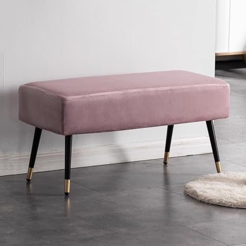 GIZNXBA Rechteckige Sitzhocker Für Das Wohnzimmer Gepolsterte Kleiner Fußhocker Pouf Hocker Für Die Couch Mit Metallbeinen Schuhbank Für Das Schlafzimmer Oder Den Eingangsbereich(Roze,80CM) von GIZNXBA