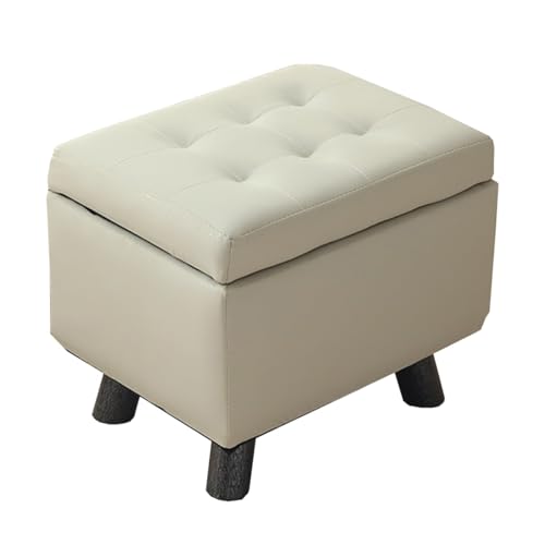 GIZNXBA Rechteckige Sitzhocker Mit Stauraum Gepolsterte Ottomane Mit Stauraum Leder Pouf Hocker Fußstütze Mit Deckel Für Den Schminktisch Polsterhocker Für Wohnzimmer(Gray B) von GIZNXBA
