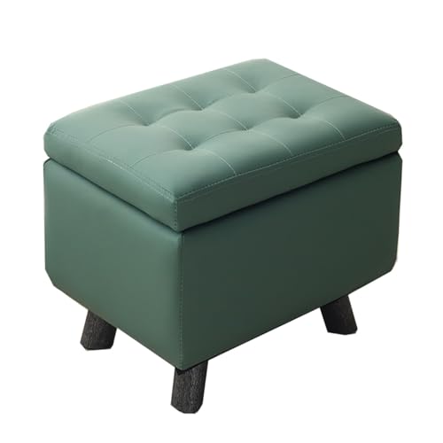 GIZNXBA Rechteckige Sitzhocker Mit Stauraum Gepolsterte Ottomane Mit Stauraum Leder Pouf Hocker Fußstütze Mit Deckel Für Den Schminktisch Polsterhocker Für Wohnzimmer(Green A) von GIZNXBA