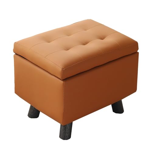 GIZNXBA Rechteckige Sitzhocker Mit Stauraum Gepolsterte Ottomane Mit Stauraum Leder Pouf Hocker Fußstütze Mit Deckel Für Den Schminktisch Polsterhocker Für Wohnzimmer(Orange) von GIZNXBA