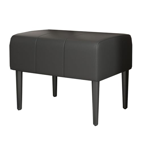 GIZNXBA Rechteckige Sitzhocker Schwarz Für Sofa Mit Leder Pouf Hocker Kleine Fußhocker Gepolstert Für Wohnzimmer, Schminktisch, Schlafzimmer, Eingangsbereich(Black,60cm) von GIZNXBA