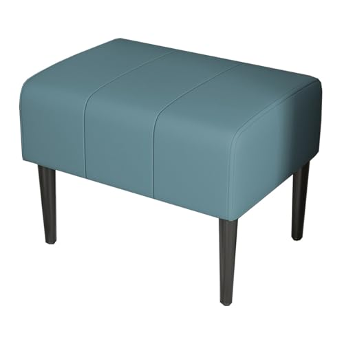 GIZNXBA Rechteckige Sitzhocker Schwarz Für Sofa Mit Leder Pouf Hocker Kleine Fußhocker Gepolstert Für Wohnzimmer, Schminktisch, Schlafzimmer, Eingangsbereich(Blauw,60cm) von GIZNXBA