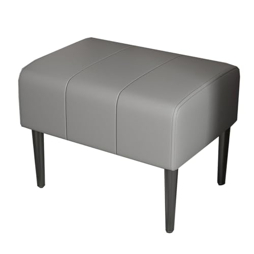 GIZNXBA Rechteckige Sitzhocker Schwarz Für Sofa Mit Leder Pouf Hocker Kleine Fußhocker Gepolstert Für Wohnzimmer, Schminktisch, Schlafzimmer, Eingangsbereich(Gray A,60cm) von GIZNXBA