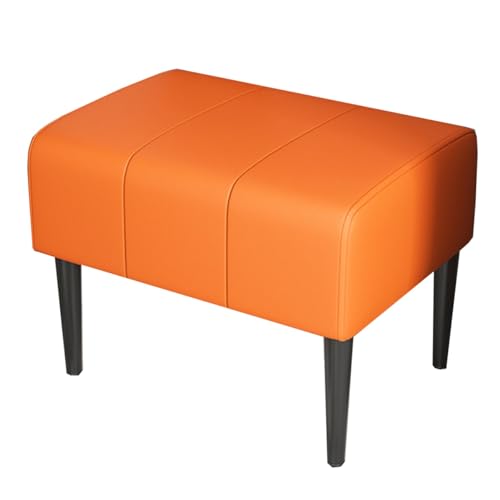 GIZNXBA Rechteckige Sitzhocker Schwarz Für Sofa Mit Leder Pouf Hocker Kleine Fußhocker Gepolstert Für Wohnzimmer, Schminktisch, Schlafzimmer, Eingangsbereich(Orange,60cm) von GIZNXBA