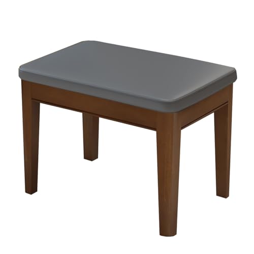 GIZNXBA Rechteckiger Fußhocker Ottomane Leder-Schminkhocker Mit Holzbeinen Kleiner Sitzhocker Für Den Schminktisch Moderne Polsterhocker Für Schminkzimmer, Badezimmer(Grey) von GIZNXBA