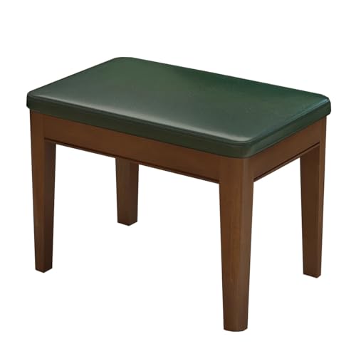 GIZNXBA Rechteckiger Fußhocker Ottomane Leder-Schminkhocker Mit Holzbeinen Kleiner Sitzhocker Für Den Schminktisch Moderne Polsterhocker Für Schminkzimmer, Badezimmer(Groen) von GIZNXBA
