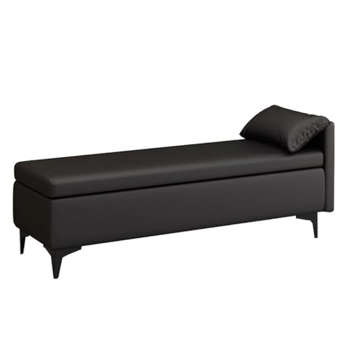 GIZNXBA Rechteckiger Fußhocker Ottomane Mit Stauraum Für Das Wohnzimmer Gepolsterter Leder-Fußende Für Das Bett Schlafzimmer Eingangsbereich Ottomane Fußstütze Mit Metallbeinen(Black,B) von GIZNXBA