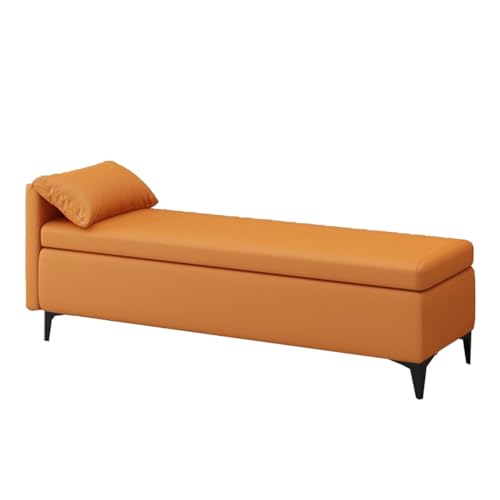 GIZNXBA Rechteckiger Fußhocker Ottomane Mit Stauraum Für Das Wohnzimmer Gepolsterter Leder-Fußende Für Das Bett Schlafzimmer Eingangsbereich Ottomane Fußstütze Mit Metallbeinen(Orange,A) von GIZNXBA