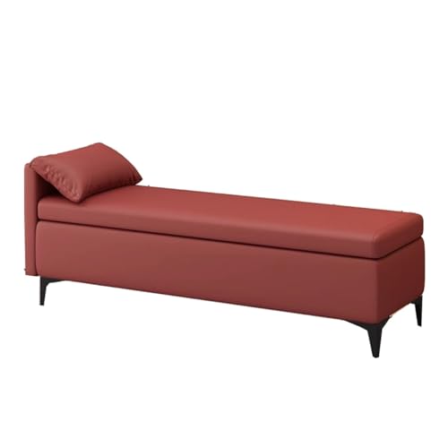 GIZNXBA Rechteckiger Fußhocker Ottomane Mit Stauraum Für Das Wohnzimmer Gepolsterter Leder-Fußende Für Das Bett Schlafzimmer Eingangsbereich Ottomane Fußstütze Mit Metallbeinen(Red,A) von GIZNXBA