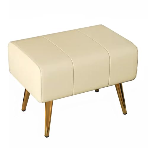 GIZNXBA Rechteckiger Pouf Hocker Sitzhocker Schwarz Kleiner Fußhocker Gepolstert Für Das Wohnzimmer Leder Kleine Bank Mit Metallbeinen Für Den Eingangsbereich Oder Das Schlafzimmer(Beige,60cm) von GIZNXBA