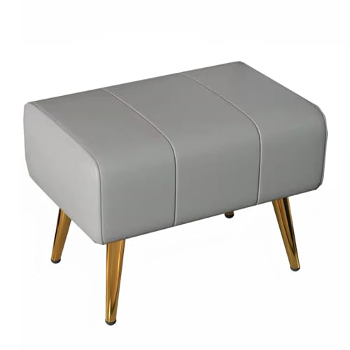 GIZNXBA Rechteckiger Pouf Hocker Sitzhocker Schwarz Kleiner Fußhocker Gepolstert Für Das Wohnzimmer Leder Kleine Bank Mit Metallbeinen Für Den Eingangsbereich Oder Das Schlafzimmer(Grey,50cm) von GIZNXBA