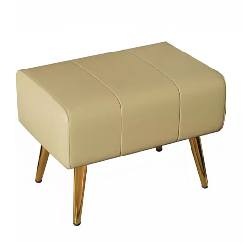 GIZNXBA Rechteckiger Pouf Hocker Sitzhocker Schwarz Kleiner Fußhocker Gepolstert Für Das Wohnzimmer Leder Kleine Bank Mit Metallbeinen Für Den Eingangsbereich Oder Das Schlafzimmer(Khaki,80cm) von GIZNXBA