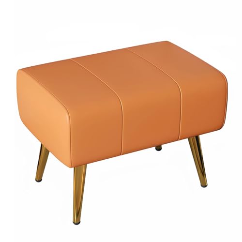GIZNXBA Rechteckiger Pouf Hocker Sitzhocker Schwarz Kleiner Fußhocker Gepolstert Für Das Wohnzimmer Leder Kleine Bank Mit Metallbeinen Für Den Eingangsbereich Oder Das Schlafzimmer(Orange,50cm) von GIZNXBA