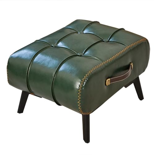 GIZNXBA Rechteckiger Sitzhocker Beige Für Couch Kleiner Fußhocker Gepolstert Mit Griff Wohnzimmer Polsterhocker Für Erwachsene, Schlafzimmer, Eingangsbereich, Couch, Camping, Picknick(/Green) von GIZNXBA