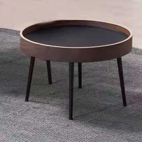 GIZNXBA Runder Beistelltisch Holz Couchtisch Akzenttisch Sofatisch Schreibtisch Nachttisch Mit Metallbeinen Für Wohnzimmer Schlafzimmer Büro Kleiner Raum (Color : /Black, Size : 50cm) von GIZNXBA