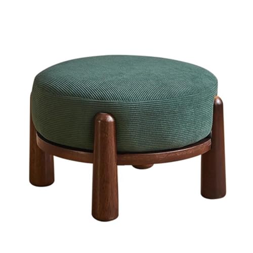 GIZNXBA Runder Fußhocker Ottoman Gepolsterter Pouf Ottoman Fußstütze Für Sofa Kleiner Tritthocker Für Schlafzimmer Ottomans Für Den Außenbereich Mit Holzbeinen Für Wohnzimmer(Groen) von GIZNXBA