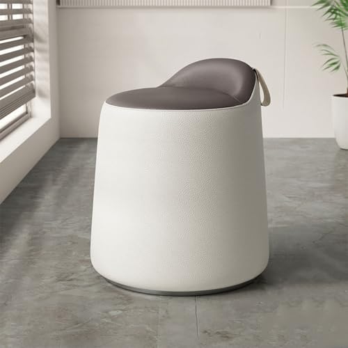 GIZNXBA Runder Lederhocker Gepolsterter Fußhocker 360° Drehbarer Pouf-Hocker Als Fußstütze Für Das Sofa Moderner Frisierstuhl Für Wohnzimmer, Schlafzimmer, Flur, Eingangsbereich(Bruin) von GIZNXBA