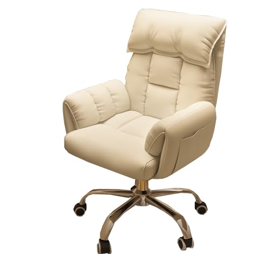 GIZNXBA Schreibtischstuhl Chefsessel Bürostuhl Ergonomisch Gaming Höhenverstellbar Verstellbarer Computerstuhl Mit Armlehnen Aufgabenstühle Mit Rollen, Bequemer Computerstuhl(/Beige,A) von GIZNXBA