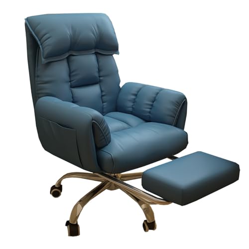 GIZNXBA Schreibtischstuhl Chefsessel Bürostuhl Ergonomisch Gaming Höhenverstellbar Verstellbarer Computerstuhl Mit Armlehnen Aufgabenstühle Mit Rollen, Bequemer Computerstuhl(/Blue,with Foot Rest) von GIZNXBA