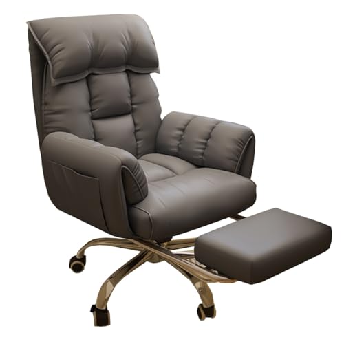 GIZNXBA Schreibtischstuhl Chefsessel Bürostuhl Ergonomisch Gaming Höhenverstellbar Verstellbarer Computerstuhl Mit Armlehnen Aufgabenstühle Mit Rollen, Bequemer Computerstuhl(/Gray,with Foot Rest) von GIZNXBA