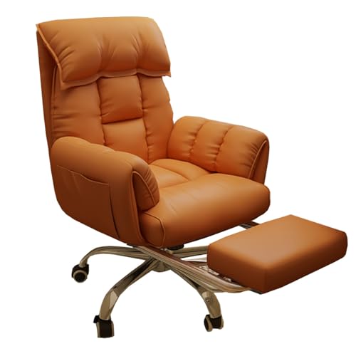 GIZNXBA Schreibtischstuhl Chefsessel Bürostuhl Ergonomisch Gaming Höhenverstellbar Verstellbarer Computerstuhl Mit Armlehnen Aufgabenstühle Mit Rollen, Bequemer Computerstuhl(/Orange,with Foot Rest) von GIZNXBA