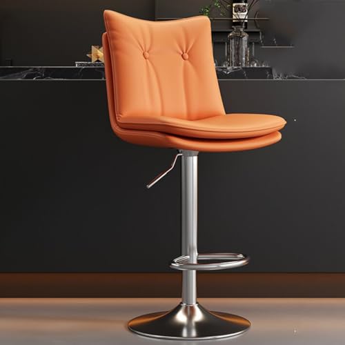 GIZNXBA Schwarze Barhocker Mit Rückenlehne Drehbare Barhocker In Thekenhöhe Gepolsterter Moderner Lederküchenhocker Mit Metallgestell Für Esszimmer, Zuhause, Café(Orange,B) von GIZNXBA