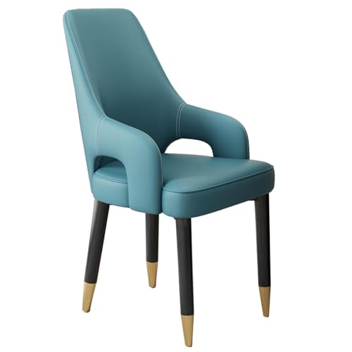 GIZNXBA Schwarze Esszimmerstühle Küchenstuhl Moderner Leder-Esszimmerstuhl Gepolsterter Wohnzimmerstuhl Vanity-Beistellstuhl Mit Metallbeinen Akzentstühle Für Schlafzimmer(Blauw) von GIZNXBA