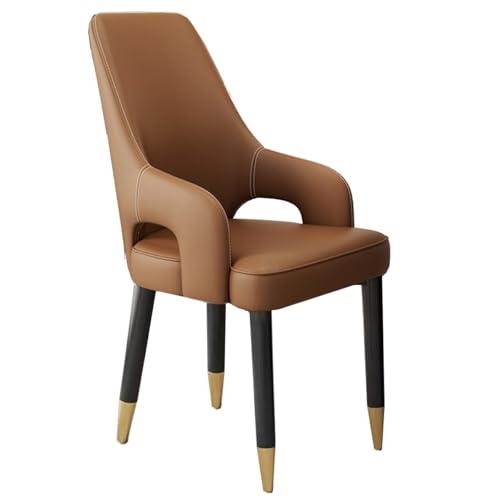 GIZNXBA Schwarze Esszimmerstühle Küchenstuhl Moderner Leder-Esszimmerstuhl Gepolsterter Wohnzimmerstuhl Vanity-Beistellstuhl Mit Metallbeinen Akzentstühle Für Schlafzimmer(Bruin) von GIZNXBA