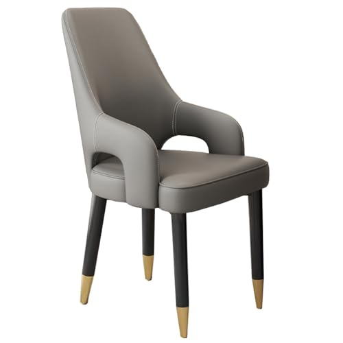 GIZNXBA Schwarze Esszimmerstühle Küchenstuhl Moderner Leder-Esszimmerstuhl Gepolsterter Wohnzimmerstuhl Vanity-Beistellstuhl Mit Metallbeinen Akzentstühle Für Schlafzimmer(Grey) von GIZNXBA