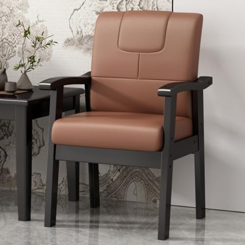 GIZNXBA Schwarze Leder-Esszimmerstühle Mit Armlehnen Moderner Küchenstuhl Polsterstuhl Mit Armlehne Hohe Rückenlehne Akzent-Armlehnenstühle Für Esszimmer, Küche, Bar(Brown F) von GIZNXBA