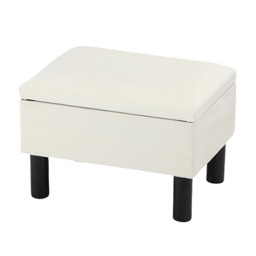 GIZNXBA Sitzhocker Beige Mit Stauraum Fußhocker Ottomane Mit Stauraum Kleiner Fußhocker Pouf Hocker Samtfußstütze Stabiler Holzfußhocker Für Wohnzimmer, Schlafzimmer, Couch(Beige) von GIZNXBA