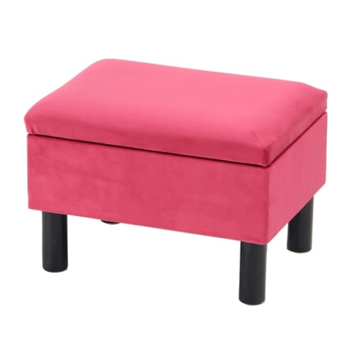 GIZNXBA Sitzhocker Beige Mit Stauraum Fußhocker Ottomane Mit Stauraum Kleiner Fußhocker Pouf Hocker Samtfußstütze Stabiler Holzfußhocker Für Wohnzimmer, Schlafzimmer, Couch(Roze) von GIZNXBA
