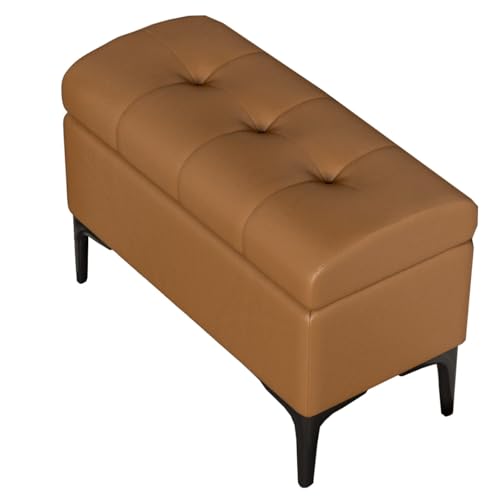 GIZNXBA Sitzhocker Beige Mit Stauraum Moderne Rechteckige Schlafzimmerbank Leder-Bettende Fußhocker Gepolstert Für Den Eingangsbereich Polsterhocker Für Das Wohnzimmer, Sofa(/Brown,60cm) von GIZNXBA