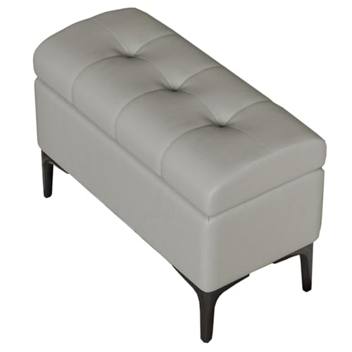 GIZNXBA Sitzhocker Beige Mit Stauraum Moderne Rechteckige Schlafzimmerbank Leder-Bettende Fußhocker Gepolstert Für Den Eingangsbereich Polsterhocker Für Das Wohnzimmer, Sofa(/Gray A,60cm) von GIZNXBA